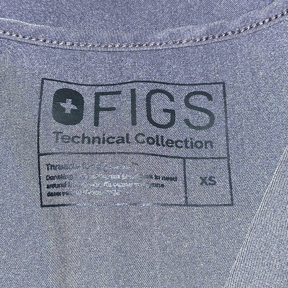 FIGS Scrub Top Women XS Technical Collection Shirt Grey Stretch Pockets - Picture 6 of 6